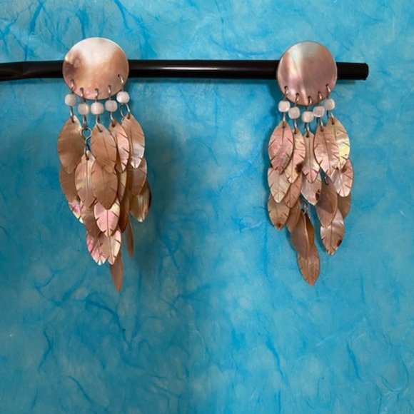 Jewelry - Mother of Pearl Feathered Earrings